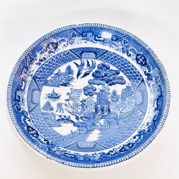 Vintage 40s Buffalo China Blue Willow Coffee Cup & Saucer Restaurant Ware China - Picture 13 of 14